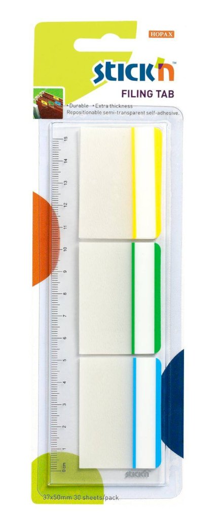 STICK'N FILING TABS REPOSITIONABLE SOLID SET OF 3 (30 TABS)