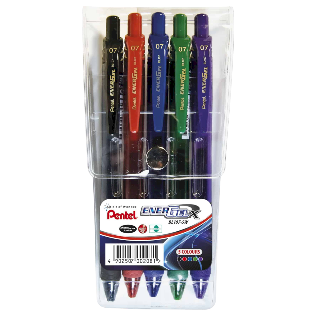 Pentel Energel-X Pens Wallet of 5