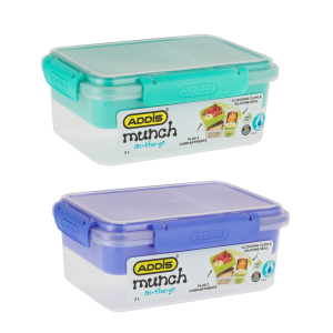 ADDIS CLIP N SEAL LUNCH BOX MULTI COMP 2L ASSORTED