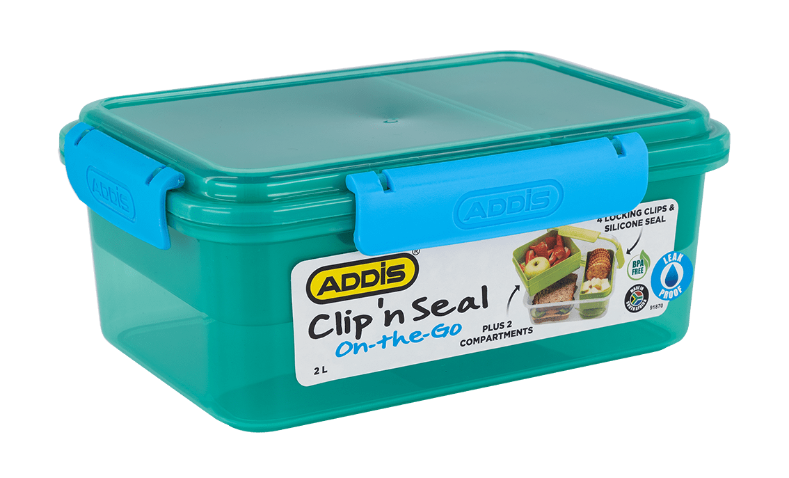ADDIS CLIP N SEAL LUNCH BOX MULTI COMP GREEN 2L