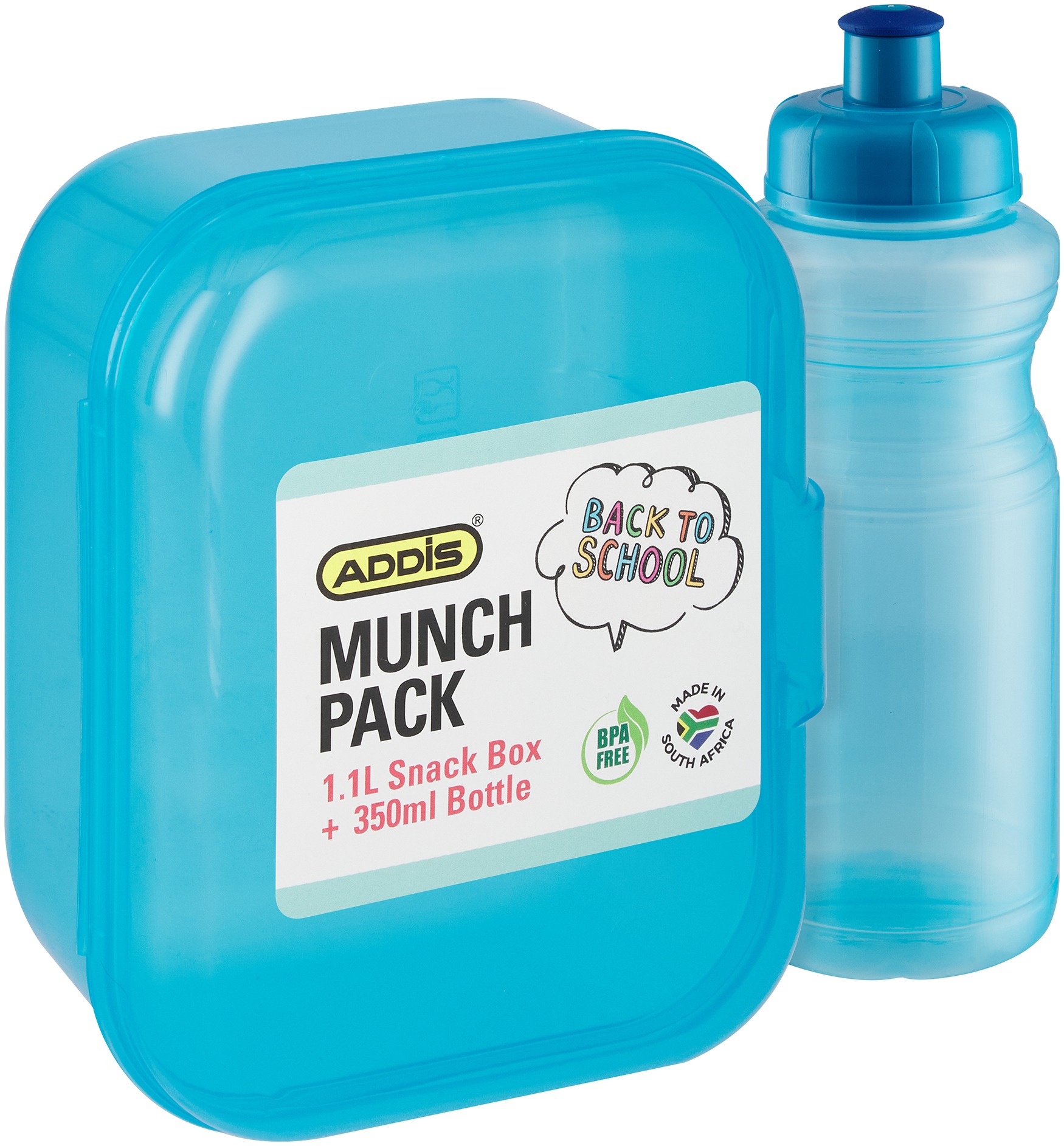 ADDIS CUBE LUNCH BOX 1,1L & 350ML BOTTLE COMBO BLUE