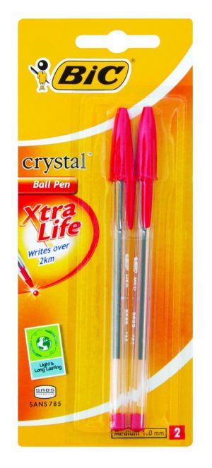 BIC CRYSTAL PEN XTRA LIFE 2UP RED 1,0MM
