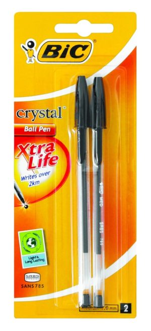 BIC CRYSTAL PEN XTRA LIFE 2UP BLACK 1,0MM