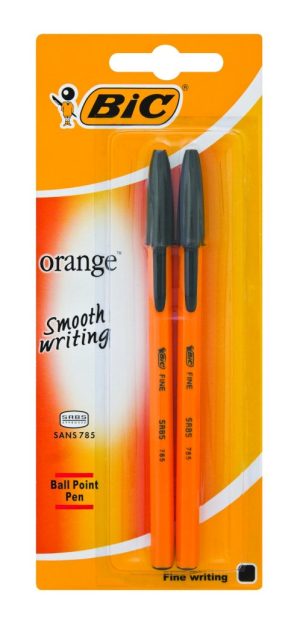 BIC ORANGE PEN FINE 2UP BLACK 0,8MM