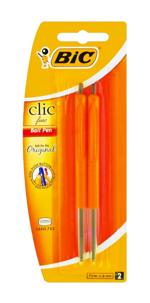 BIC CLIC PEN FINE 2UP BLACK 0,8MM