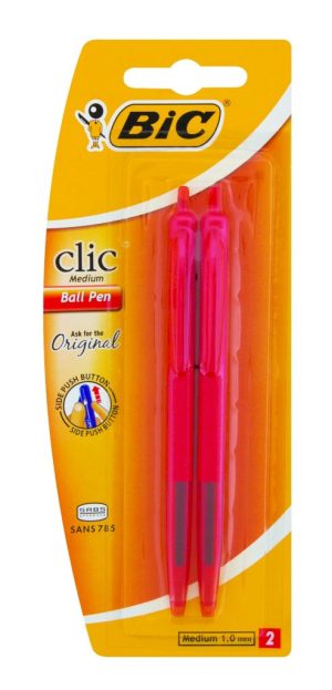 BIC CLIC PEN MEDIUM 2UP RED 1,0MM