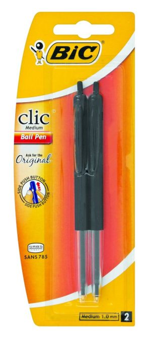BIC CLIC PEN MEDIUM 2UP BLACK 1,0MM