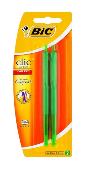 BIC CLIC PEN MEDIUM 2UP GREEN 1,0MM