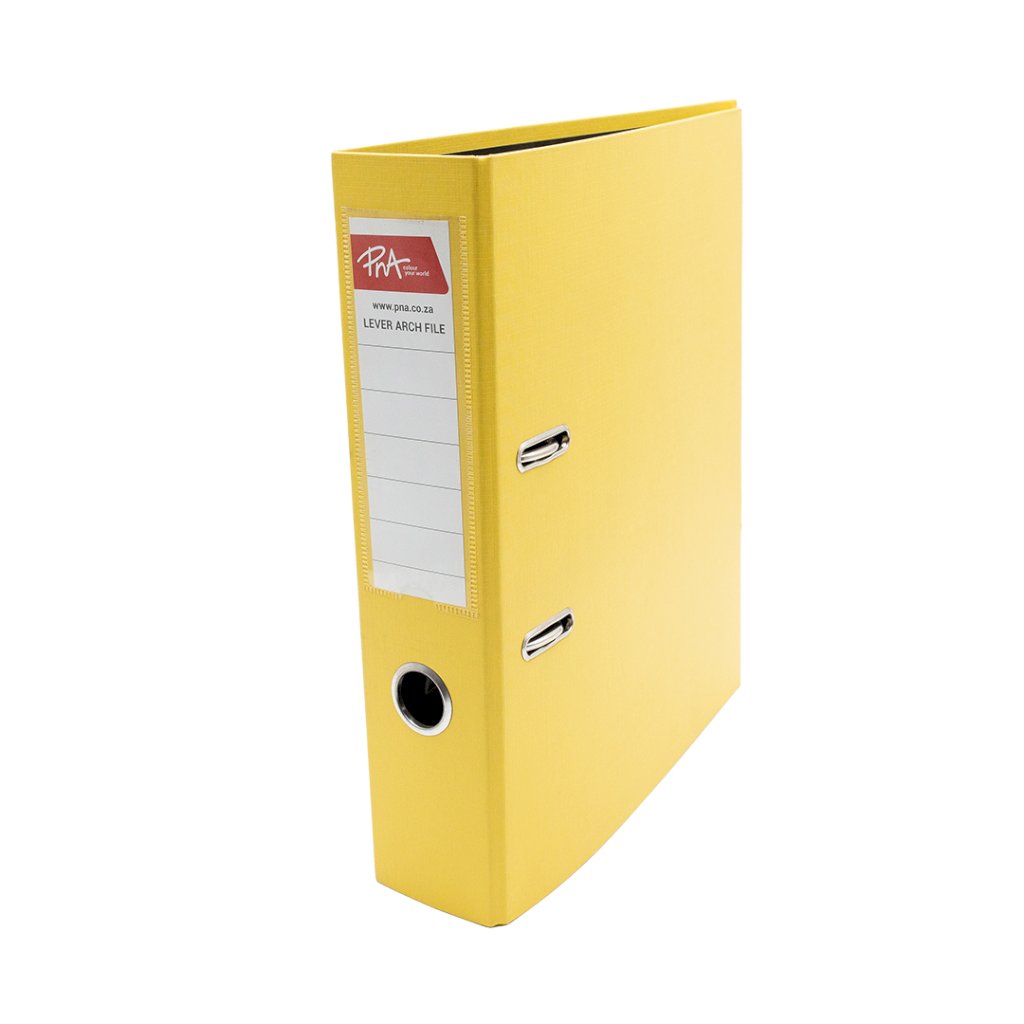 PNA LEVER ARCH FILE ALPHA YELLOW A4 75MM PP