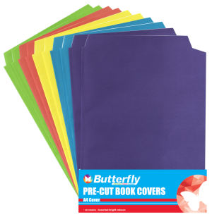 BUTTERFLY PRE-CUT BOOK COVERS BRIGHT A4 SET OF 10