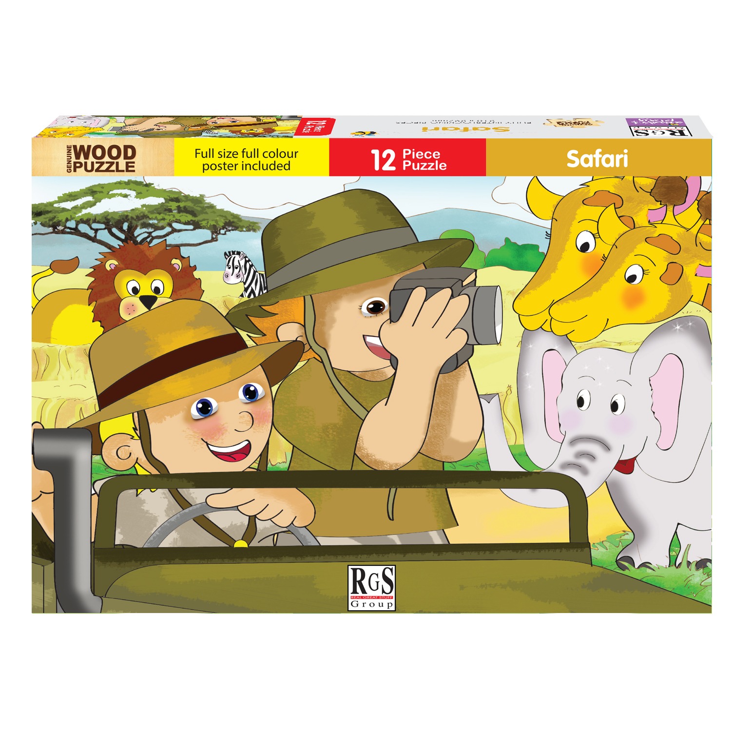 RGS SAFARI WOODEN PUZZLE A4 12 PIECE