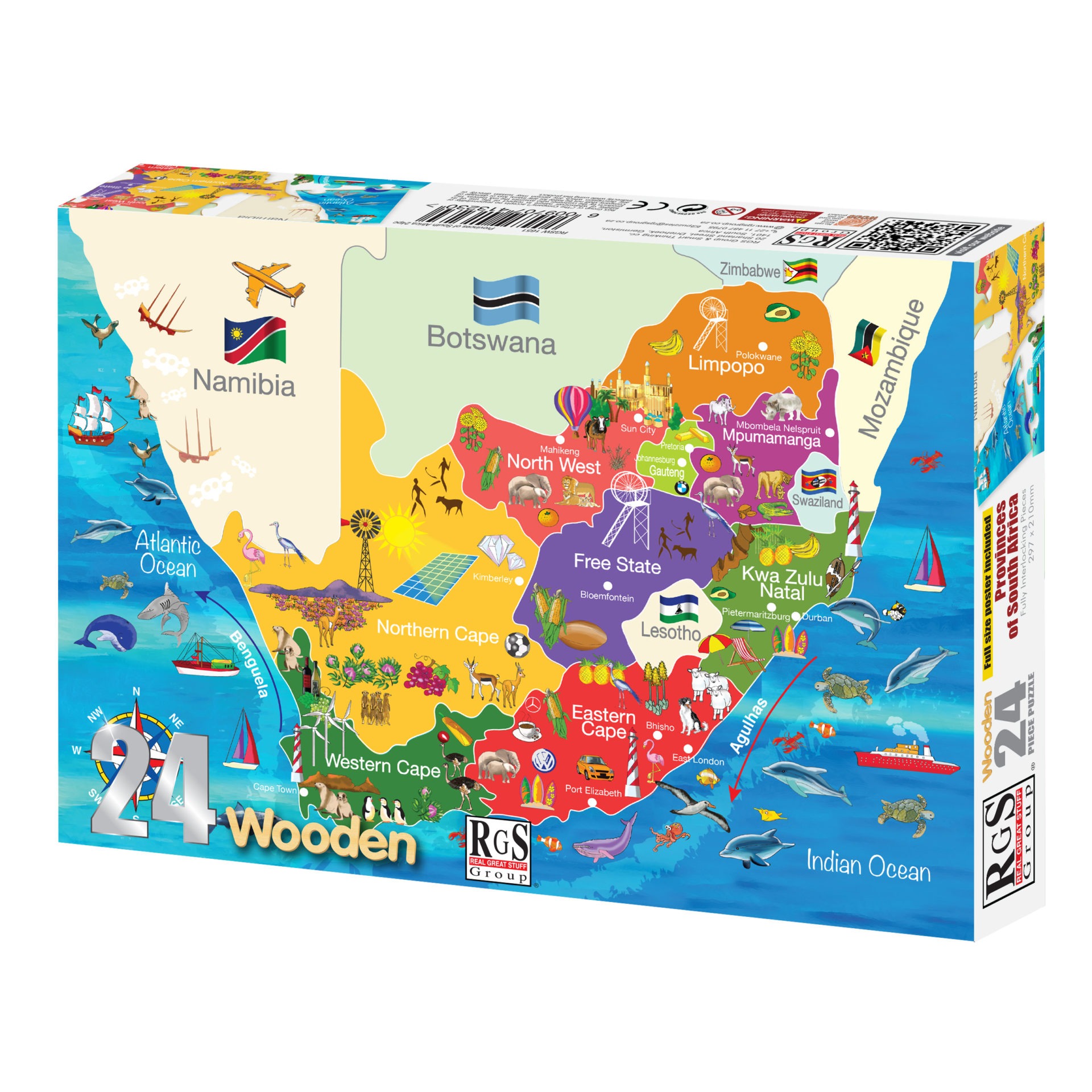 RGS MAP OF SOUTH AFRICA WOODEN PUZZLE A4 24 PIECE