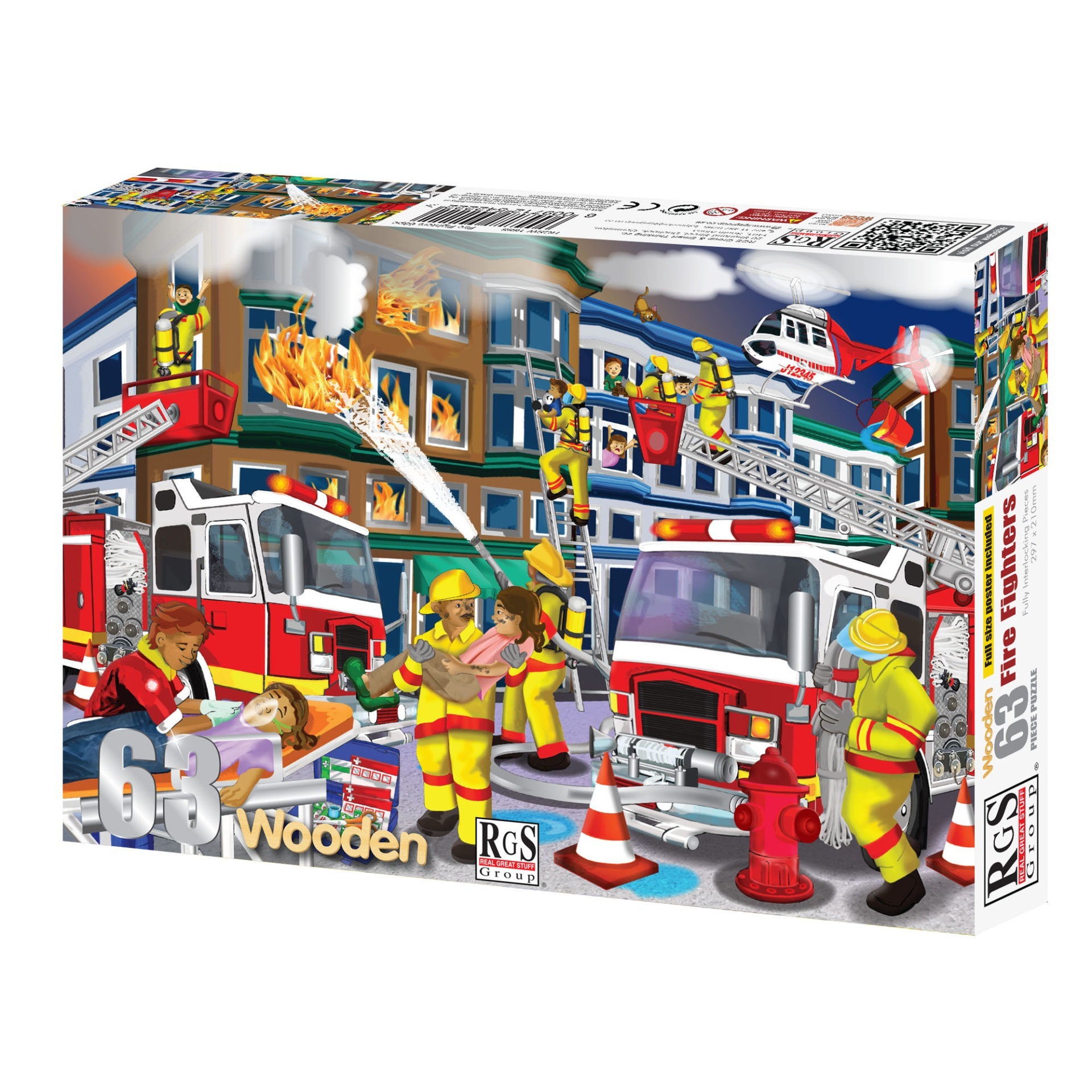 RGS FIRE FIGHTERS WOODEN PUZZLE A4 63 PIECE