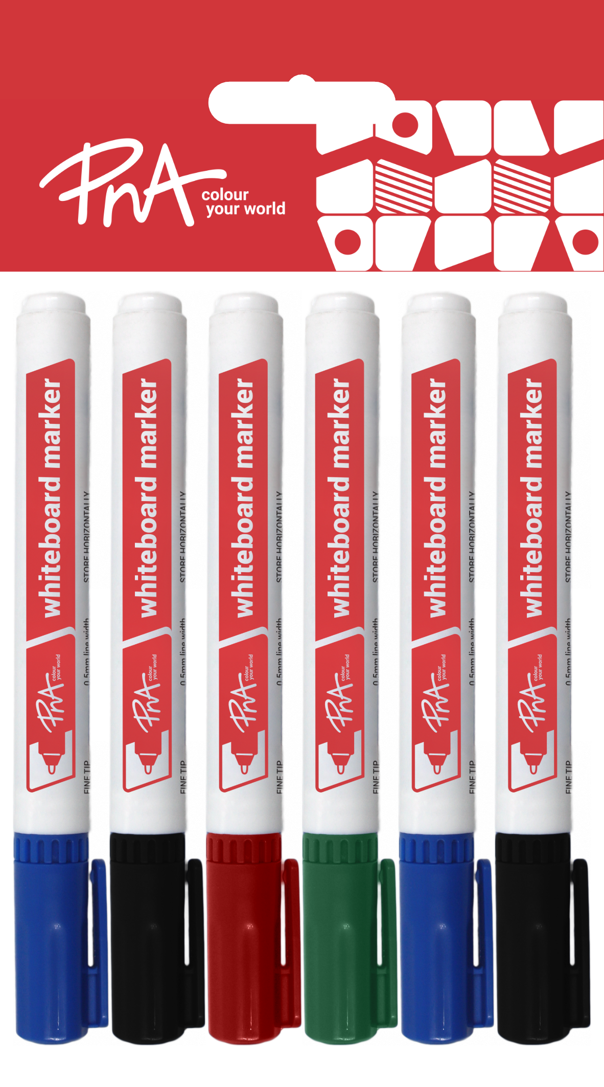 PNA WHITEBOARD MARKERS FINE TIP SET OF 6