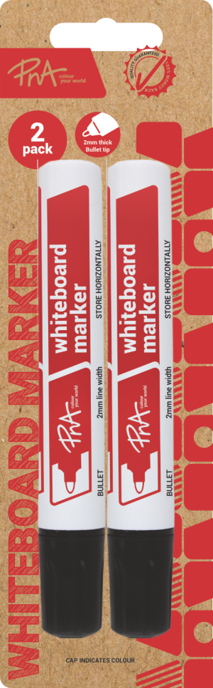 PNA Whiteboard Markers Bullet Tip Black Pack of 2