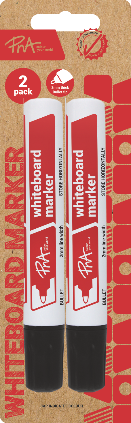 PNA WHITEBOARD MARKERS BULLET TIP BLACK PACK OF 2