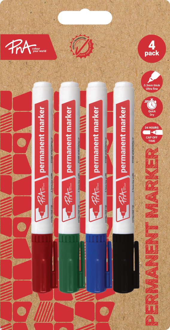 PNA PERMANENT MARKERS ULTRA FINE TIP SET OF 4