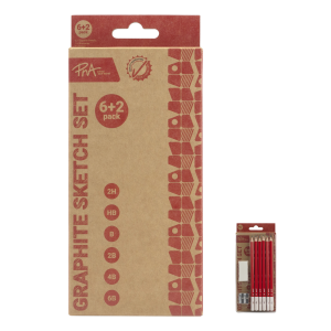 PNA GRAPHITE SKETCH PENCILS SET OF 6+2