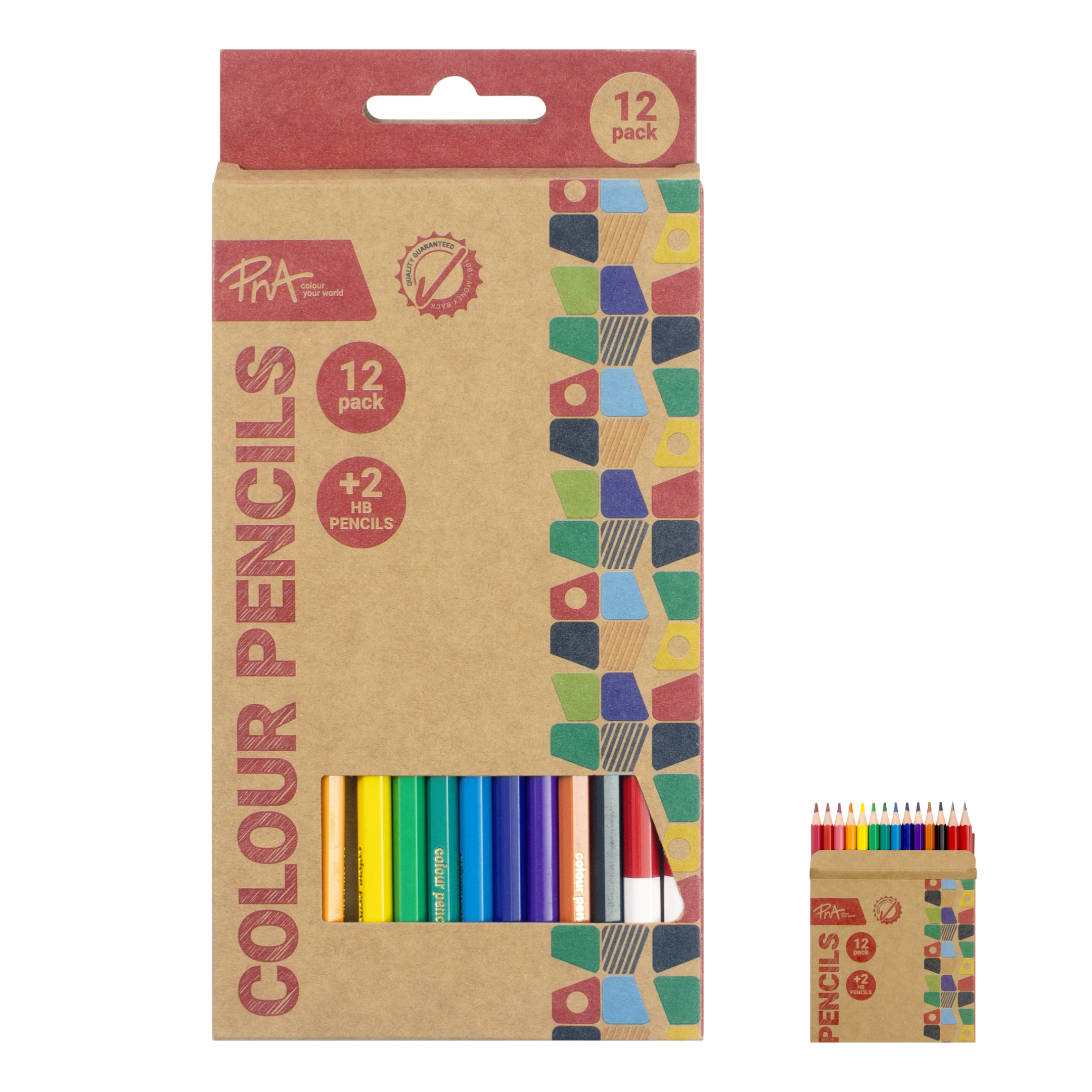 PNA COLOURING PENCILS WOOD FREE SCHOOL SET OF 12+2 HB