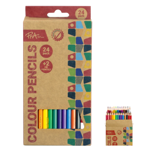 PNA COLOURING PENCILS WOOD FREE SCHOOL SET OF 24+2 HB