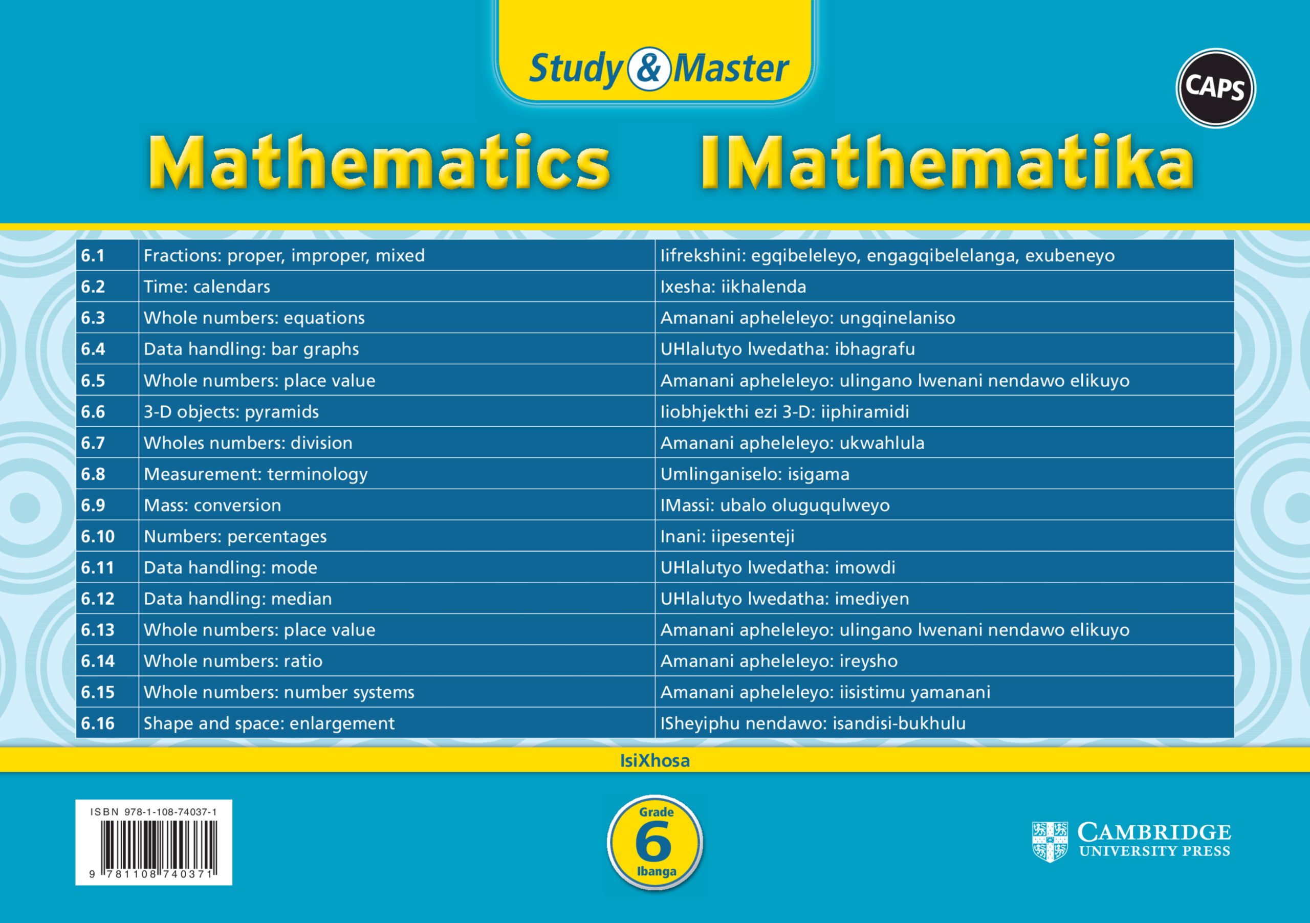 Cambridge Study & Master Imathematika Ibanga 6 (Revision Card Pack In Sleeve)