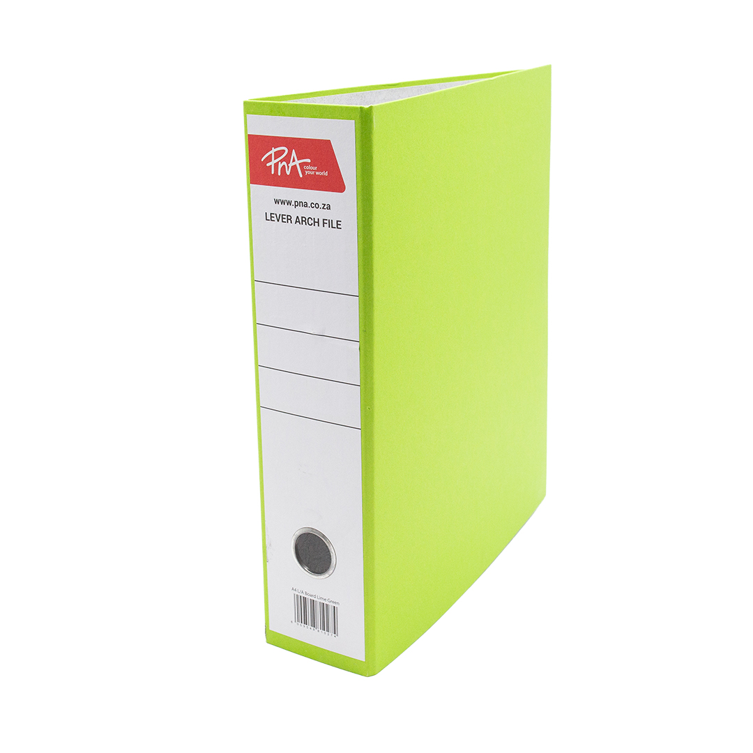 PNA Lever Arch File Board Lime Green A4 75mm